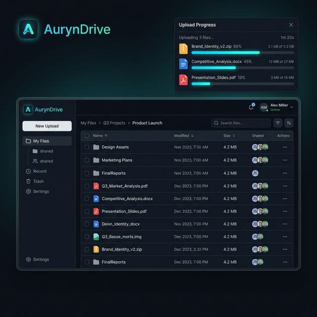 AurynDrive File Manager - Professional cloud storage and file management